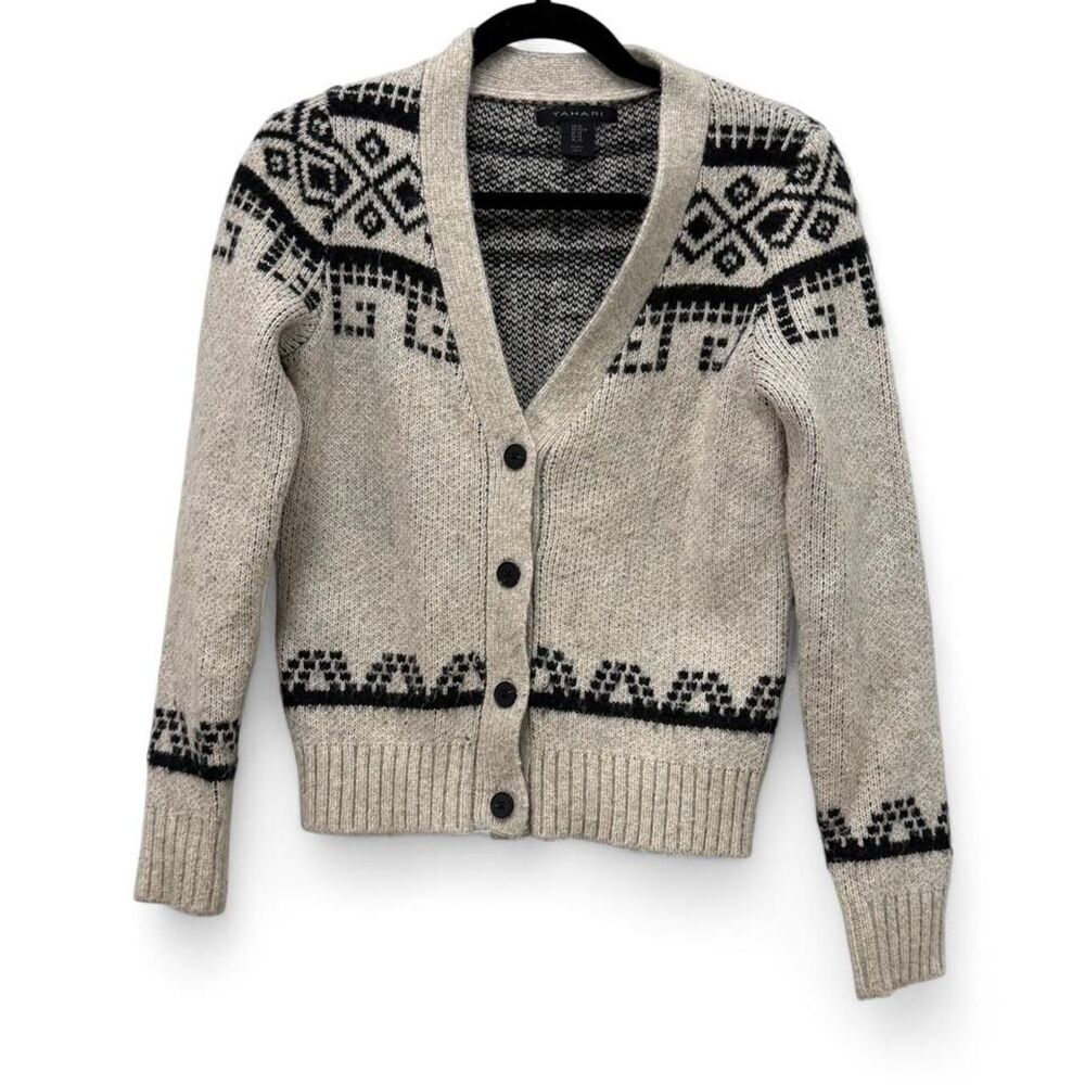 Elie-tahari Women's Cream and Tan Cardigan